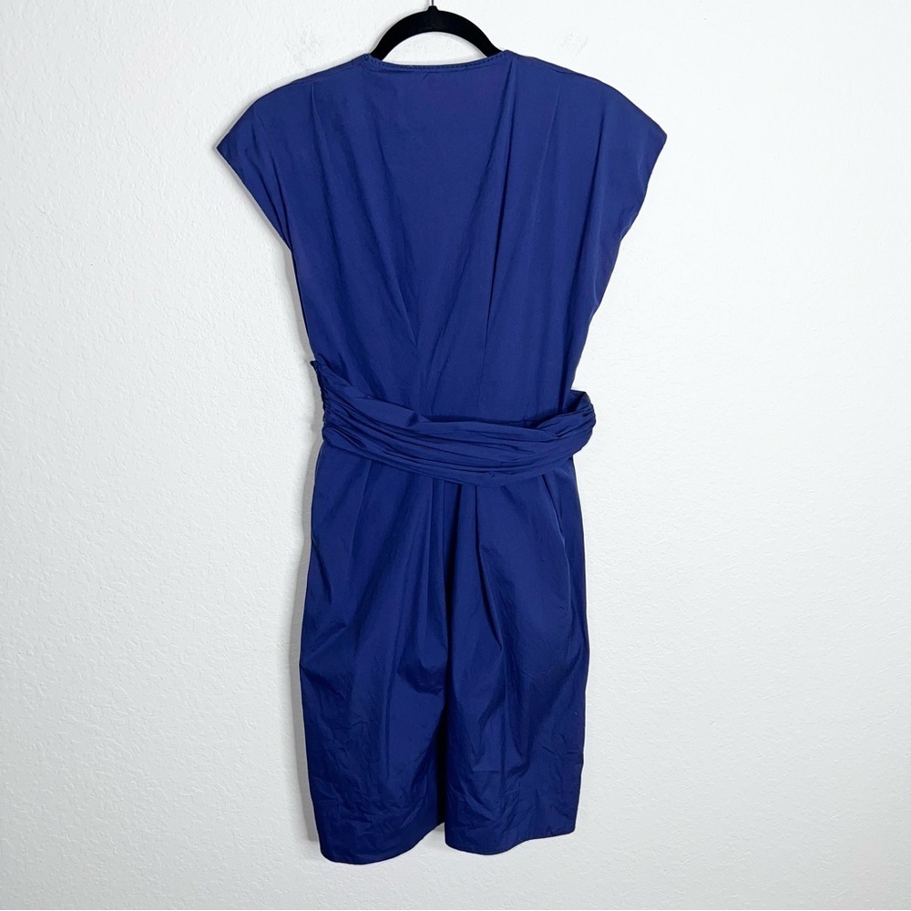 Prada Dress Women’s 42 10 Medium Vintage Ruched Waist Navy Blue Designer N - Picture 4 of 9